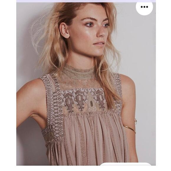 Free People Dress medium Georgette lace sheer Royal Regencycore Fairy babydoll - Picture 16 of 16